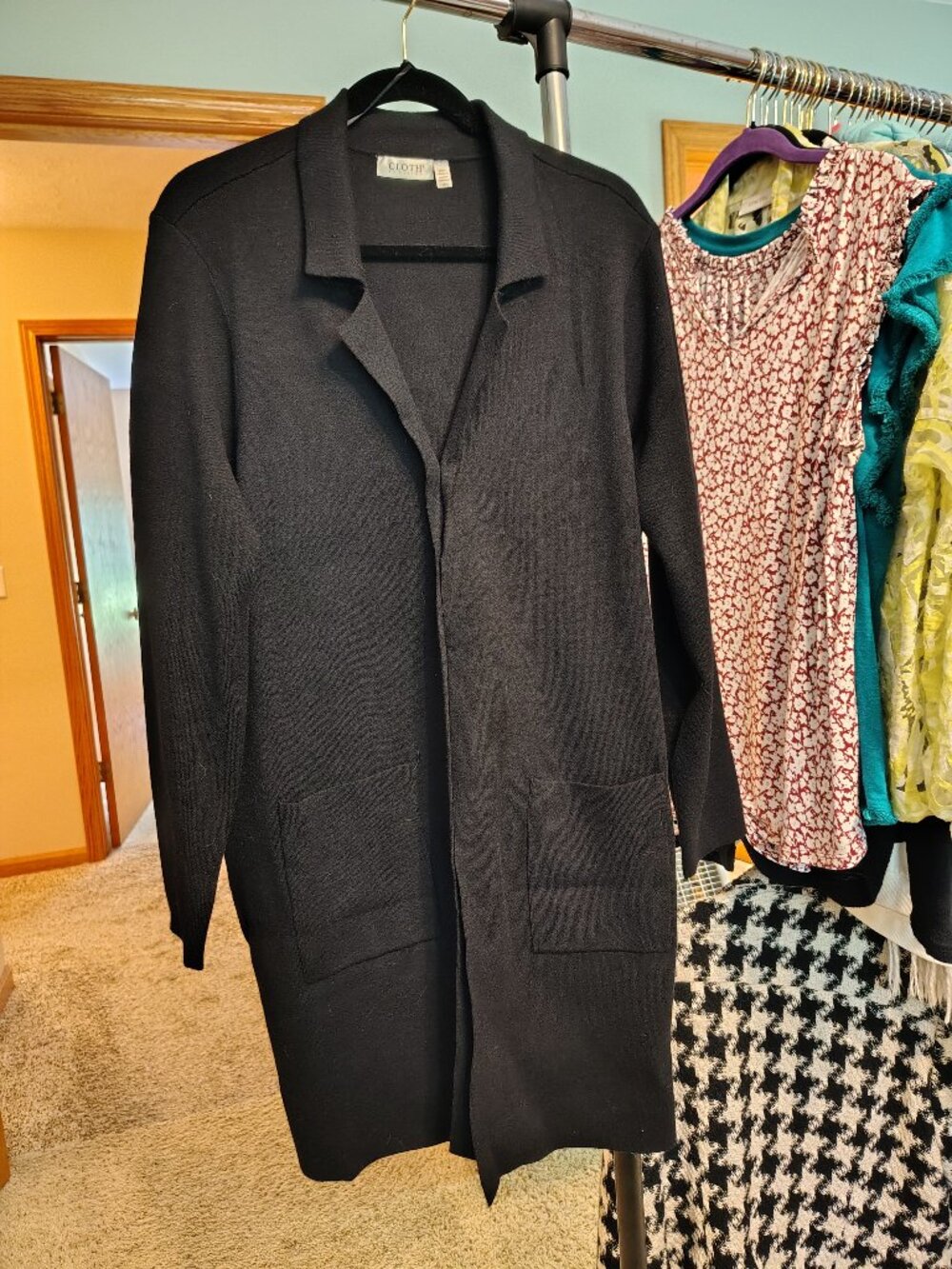 CLOTH by Design Large Black Longline Sweater Blazer